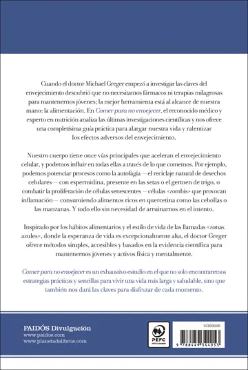 Contraportada Comer para no envejecer