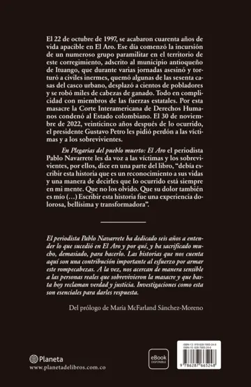 Contraportada Plegarias del pueblo muerto: El Aro