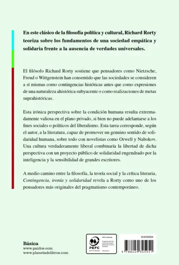 Contraportada Contingencia, ironía y solidaridad