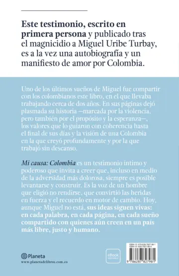 Contraportada Mi causa: Colombia