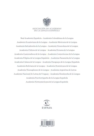 Contraportada Diccionario de la lengua Española. Vigesimotercera edición. Versión normal