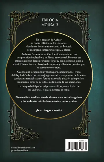 Contraportada Mousai 3. Sinfonía del trono mortal