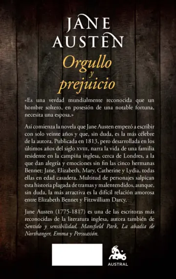 Contraportada Orgullo y prejuicio