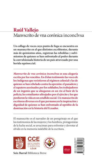 Contraportada Manuscrito de una crónica inconclusa