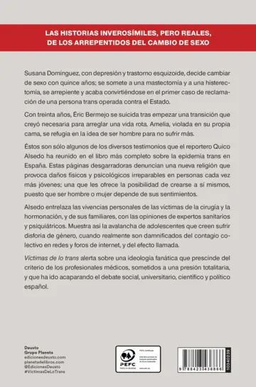 Contraportada Víctimas de lo trans