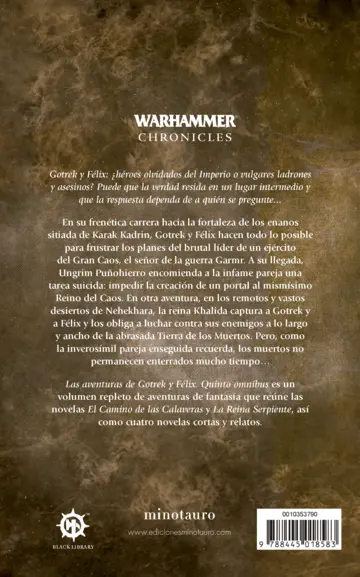 Contraportada Las aventuras de Gotrek y Félix Omnibus nº 05/06