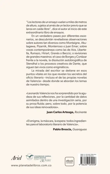 Contraportada Ensayos en caída libre