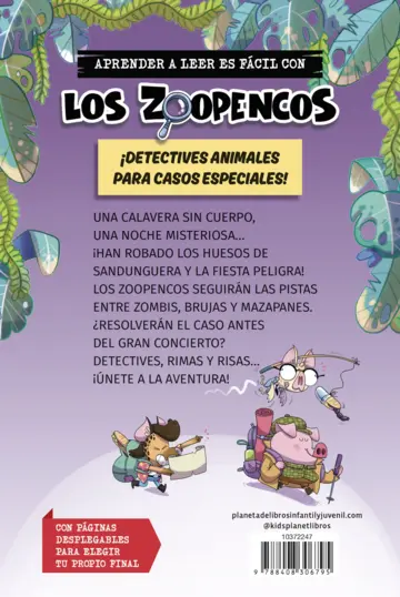 Contraportada Aprende a leer con... Los Detectives Zoopencos 8. La Calavera Sandunguera