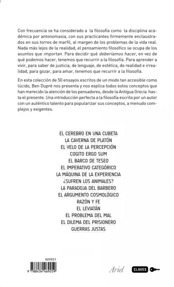 Contraportada 50 Cosas que hay que saber sobre Filosofía