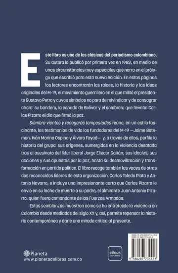 Contraportada Siembra vientos y recogerás tempestades