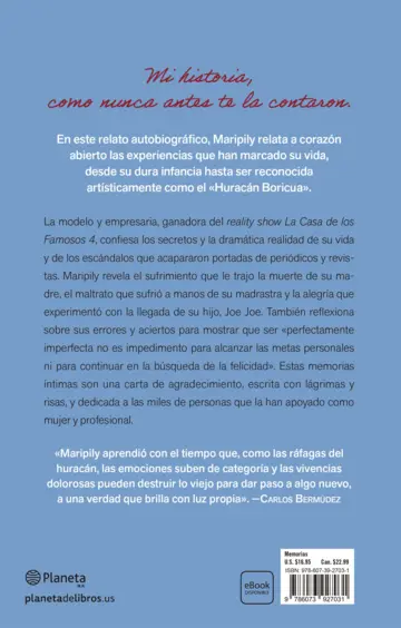 Contraportada Con la fuerza de un huracán