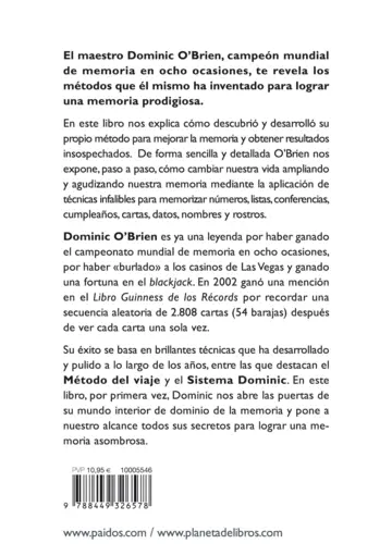 Contraportada Consigue una Memoria Asombrosa