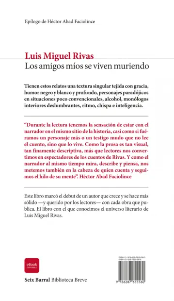 Contraportada Los amigos míos se viven muriendo