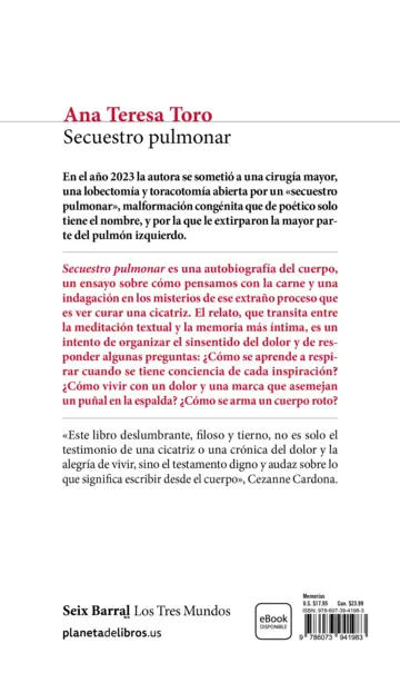 Contraportada Secuestro pulmonar (Spanish Edition)