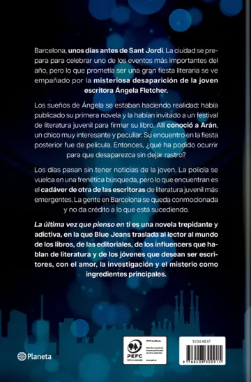 Contraportada La última vez que pienso en ti