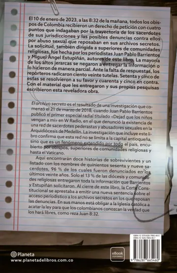 Contraportada El archivo secreto