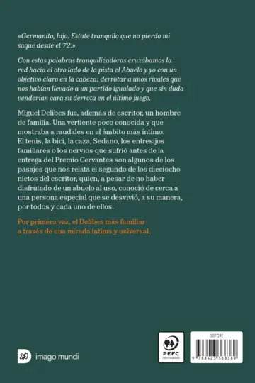 Contraportada El abuelo Delibes