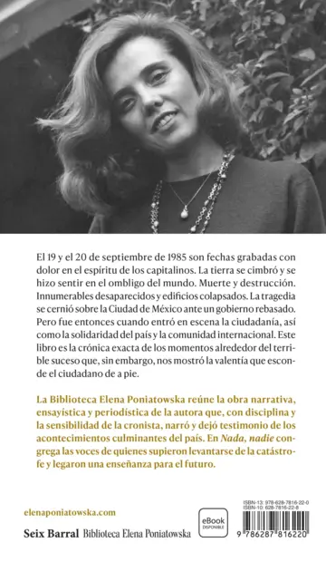 Contraportada Nada, nadie. Las voces del temblor