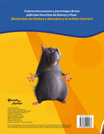 Contraportada Colorea y diviértete. Pixar